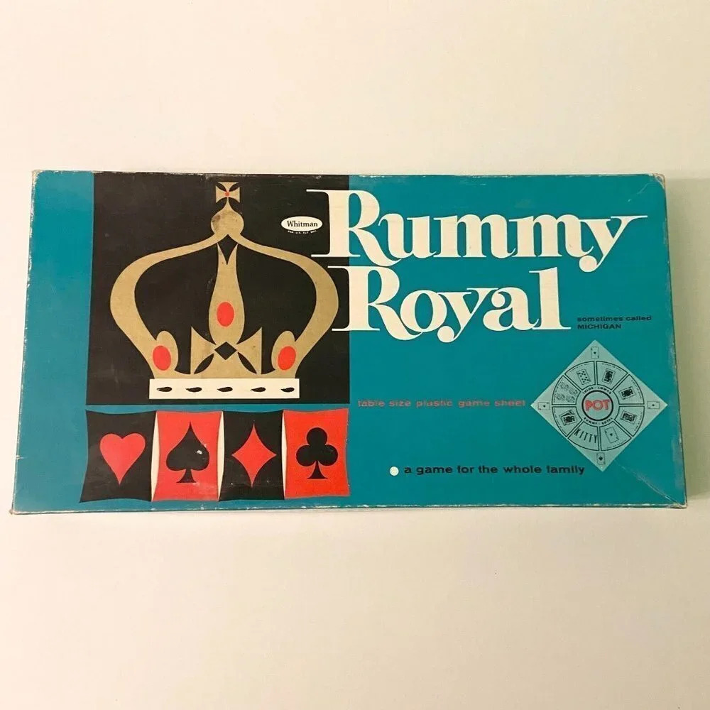 Vintage 1962 Rummy Royal Whitman Plastic Table Sheet Michigan  Rummy Game